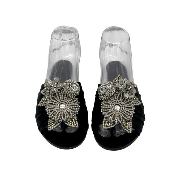 Sophia Webster Black Satin Crystal Embellished Slide mule - Size 7.5 - Picture 2 of 8